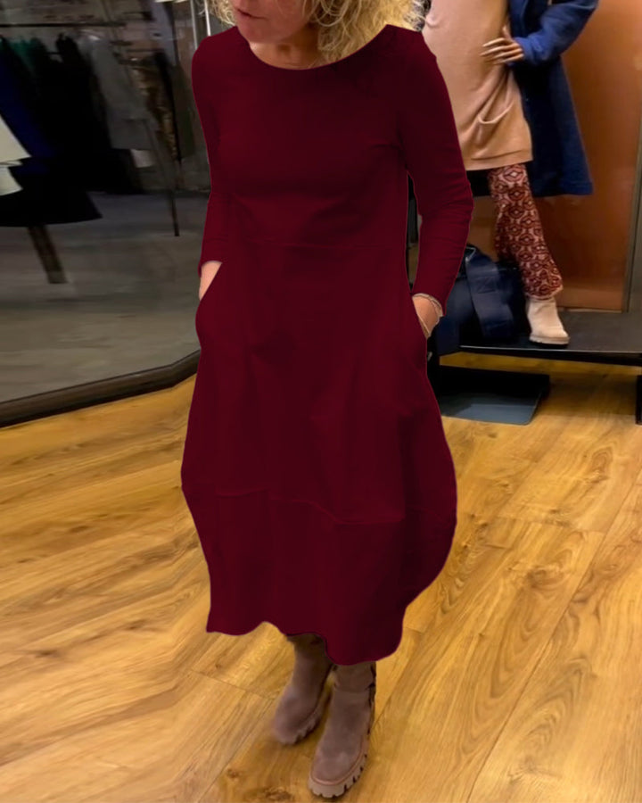 Carol Midi Autumn Dress with Pockets