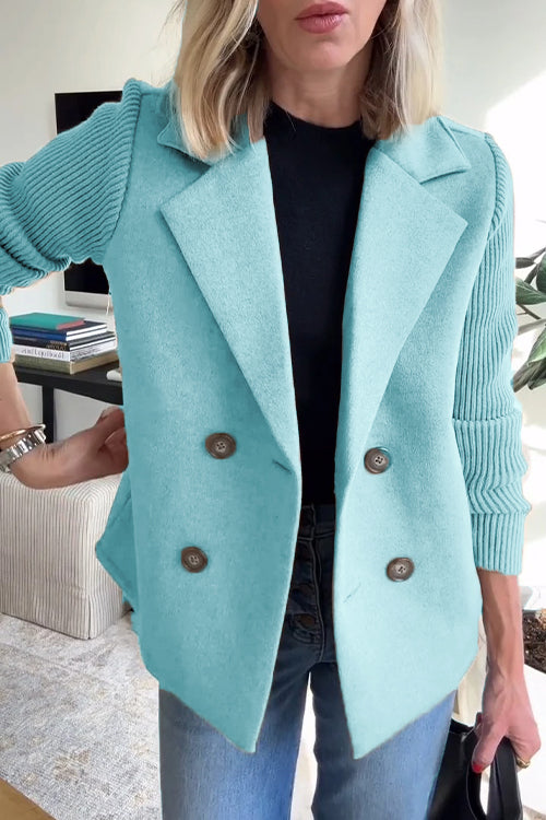 Sophia™ - Elegant Knit-Sleeve Blazer